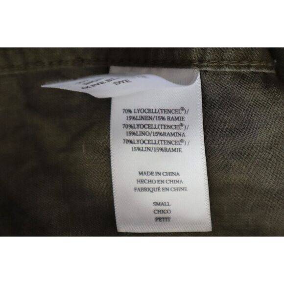 Rails 702-725-2911 Women Sz S Olive Black Tie Dye Ingrid Raw Hem Button-Up Shirt - Picture 7 of 8